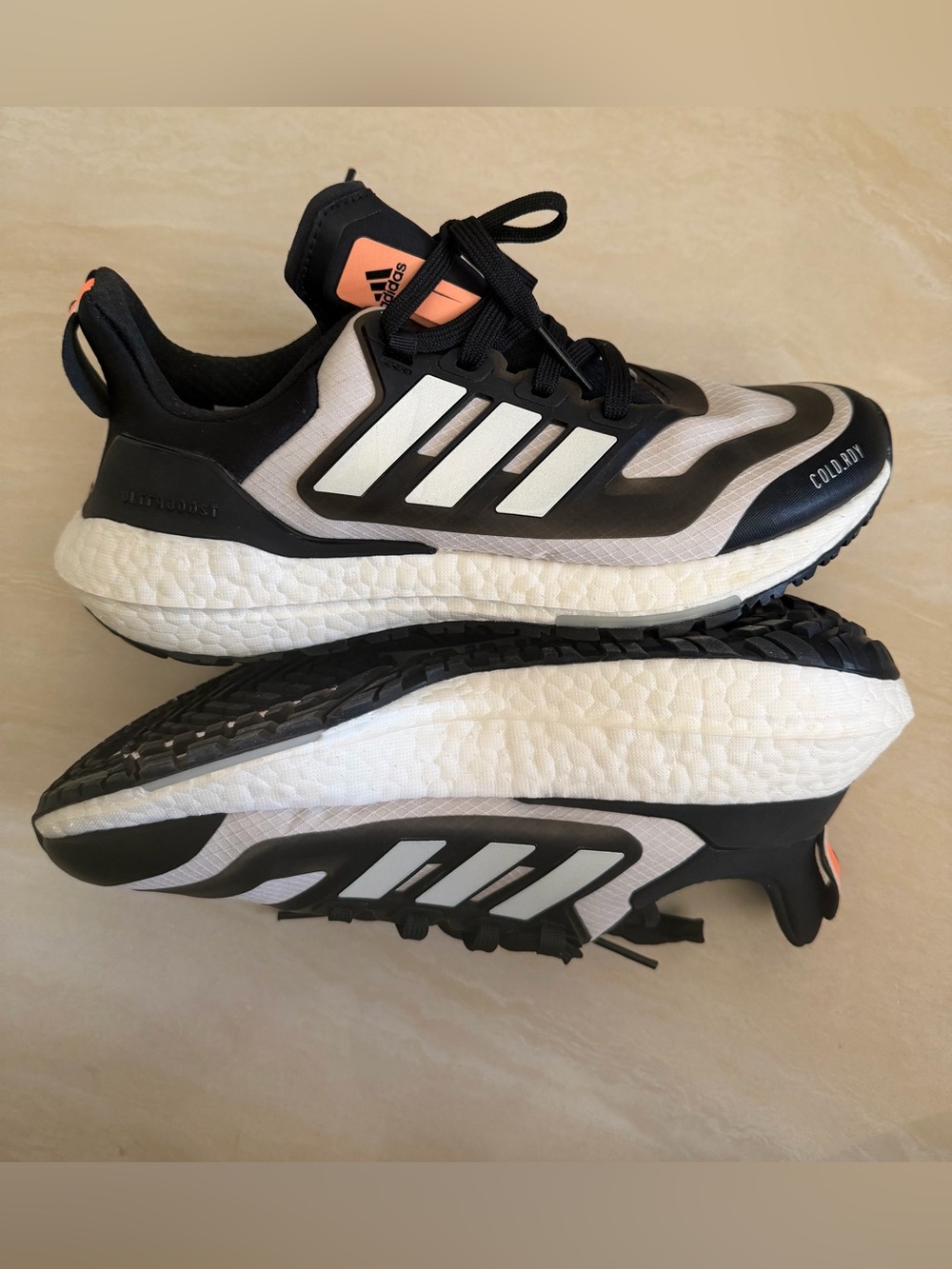 Adidas black and white ultra boost sneakers